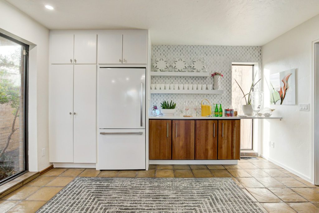 White refrigerator in a kitchen